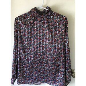 Hasting & Smith  polyester sheer colorful paisley  blouse mock neck size 8